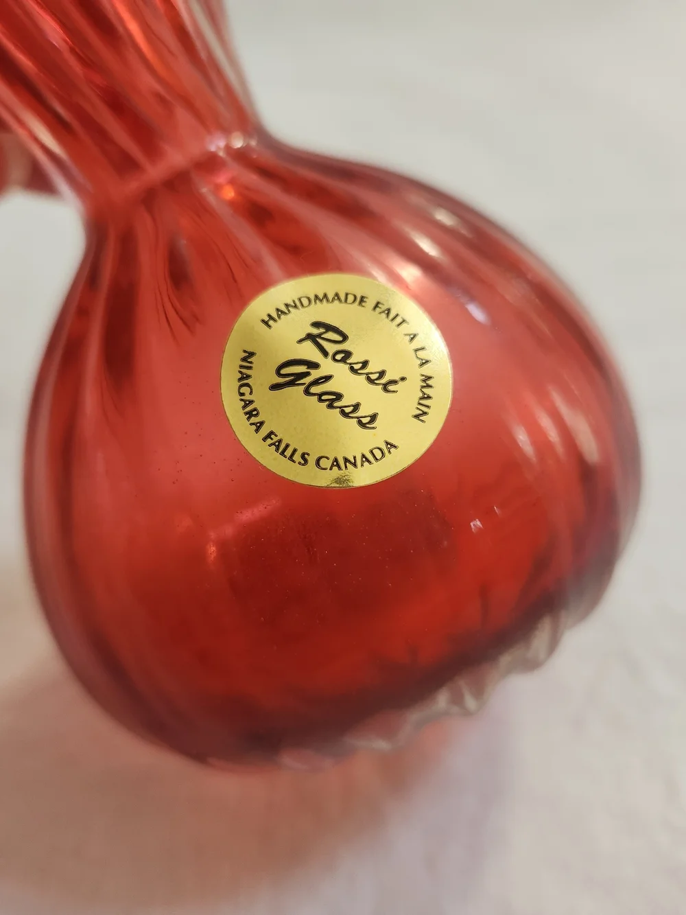 Rossi Glass Cranberry Art Glass Vase